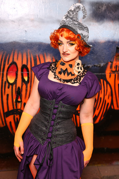 Wench Corset In Charcoal Sheen #14 -  "Cauldron Cakes Collection"