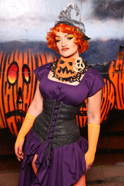 Wench Corset In Charcoal Sheen #14 -  "Cauldron Cakes Collection"