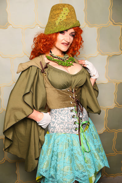 08. Cropped Elf Corset in Cornichon Velvet - The Brine for Bunny Collection