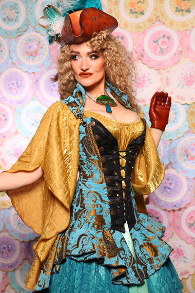 02. Buccaneer Corset in Turquoise & Bronze Medallion - The Minerally Mine Collection