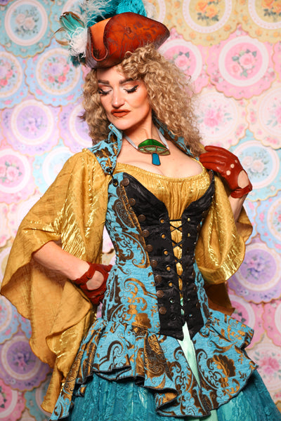 02. Buccaneer Corset in Turquoise & Bronze Medallion - The Minerally Mine Collection