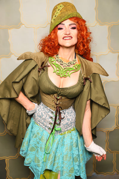 08. Cropped Elf Corset in Cornichon Velvet - The Brine for Bunny Collection