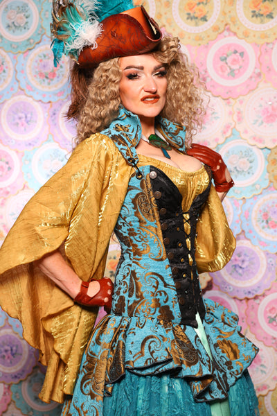 02. Buccaneer Corset in Turquoise & Bronze Medallion - The Minerally Mine Collection