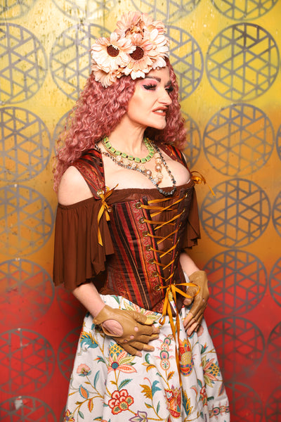 Elizabeth Corset in Rust & Rum Stripe -  Bonfires, Blessings, and Blooms Collection