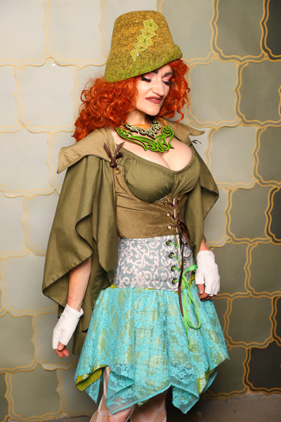 08. Cropped Elf Corset in Cornichon Velvet - The Brine for Bunny Collection