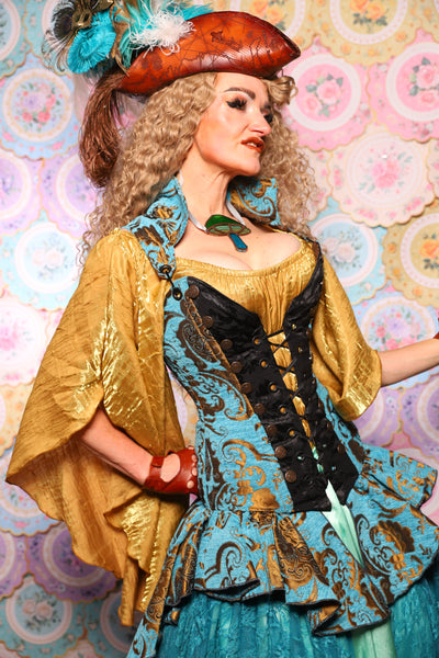 02. Buccaneer Corset in Turquoise & Bronze Medallion - The Minerally Mine Collection
