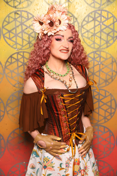 Elizabeth Corset in Rust & Rum Stripe -  Bonfires, Blessings, and Blooms Collection