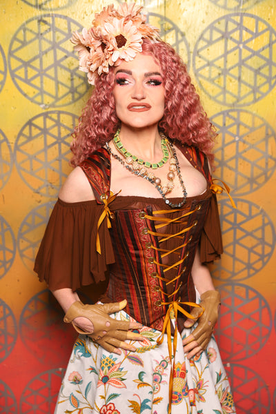 Elizabeth Corset in Rust & Rum Stripe -  Bonfires, Blessings, and Blooms Collection