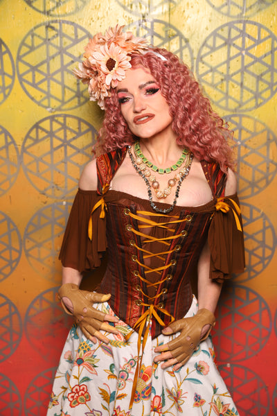 Elizabeth Corset in Rust & Rum Stripe -  Bonfires, Blessings, and Blooms Collection