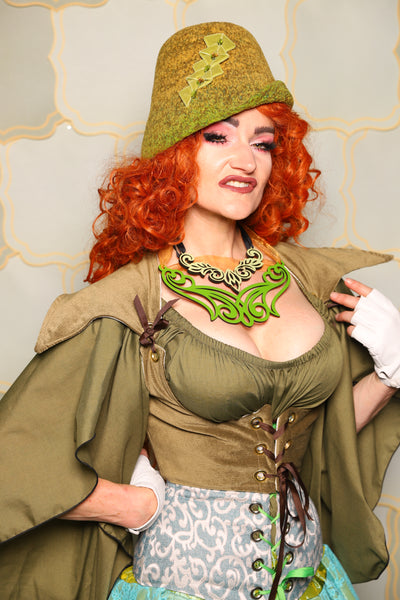 08. Cropped Elf Corset in Cornichon Velvet - The Brine for Bunny Collection