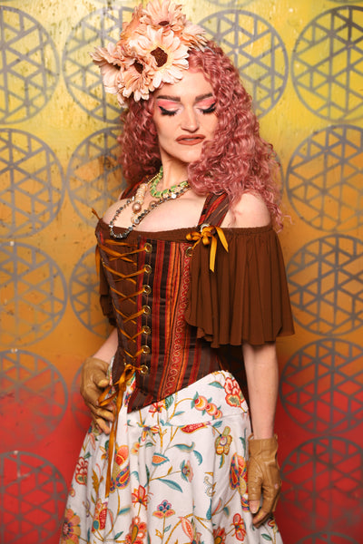 Elizabeth Corset in Rust & Rum Stripe -  Bonfires, Blessings, and Blooms Collection