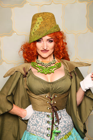 08. Cropped Elf Corset in Cornichon Velvet - The Brine for Bunny Collection