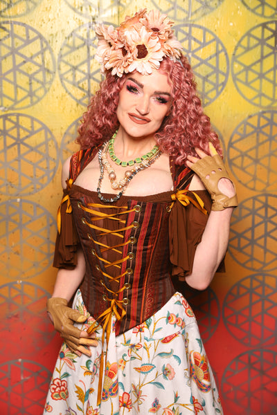 Elizabeth Corset in Rust & Rum Stripe -  Bonfires, Blessings, and Blooms Collection
