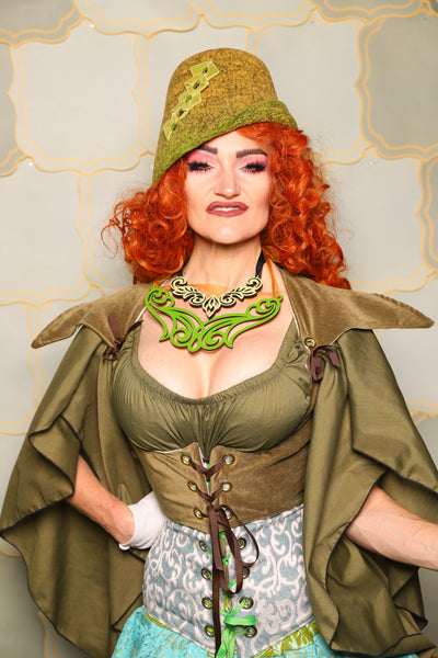 08. Cropped Elf Corset in Cornichon Velvet - The Brine for Bunny Collection