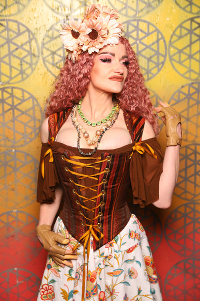 Elizabeth Corset in Rust & Rum Stripe -  Bonfires, Blessings, and Blooms Collection