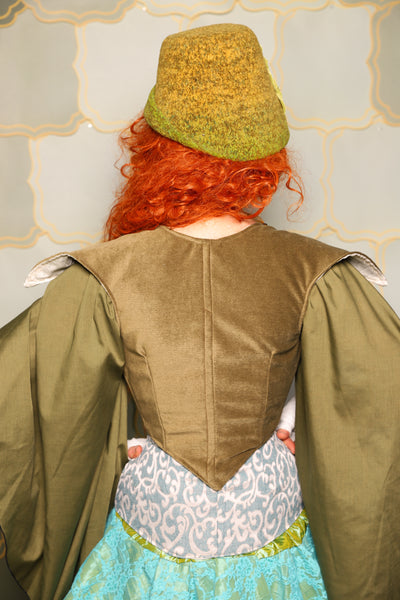 08. Cropped Elf Corset in Cornichon Velvet - The Brine for Bunny Collection