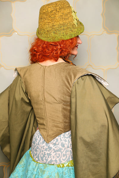 08. Cropped Elf Corset in Cornichon Velvet - The Brine for Bunny Collection