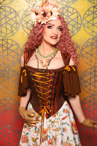 Elizabeth Corset in Rust & Rum Stripe -  Bonfires, Blessings, and Blooms Collection