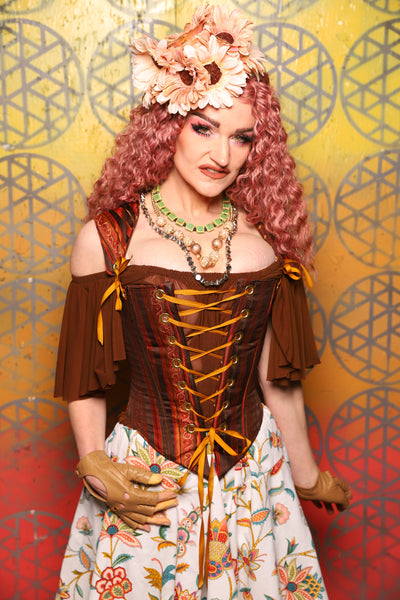 Elizabeth Corset in Rust & Rum Stripe -  Bonfires, Blessings, and Blooms Collection