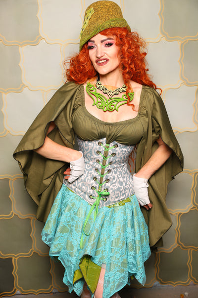 39. Wench Underbust Corset in Glacier Vine - The Brine for Bunny Collection