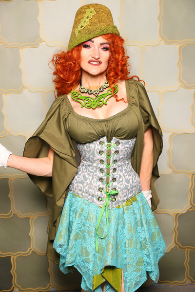 39. Wench Underbust Corset in Glacier Vine - The Brine for Bunny Collection