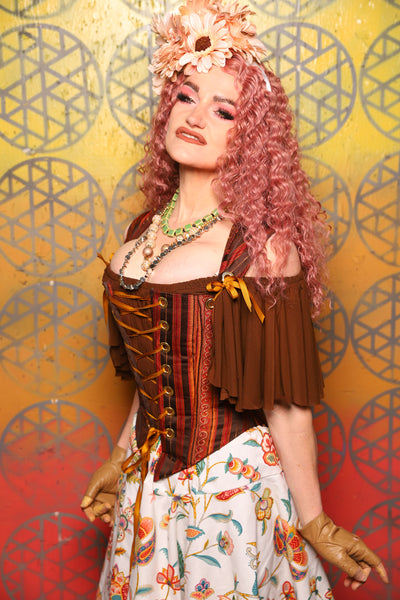 Elizabeth Corset in Rust & Rum Stripe -  Bonfires, Blessings, and Blooms Collection