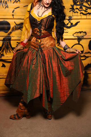 04. Fairy Skirt in Two Tone Tangerine & Green Pintuck -  THE SWASHBUCKLERS: PART 1
