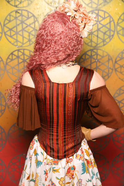 Elizabeth Corset in Rust & Rum Stripe -  Bonfires, Blessings, and Blooms Collection