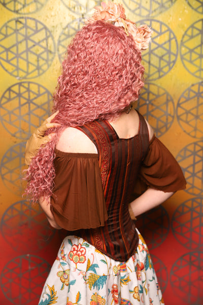 Elizabeth Corset in Rust & Rum Stripe -  Bonfires, Blessings, and Blooms Collection