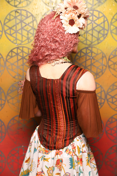 Elizabeth Corset in Rust & Rum Stripe -  Bonfires, Blessings, and Blooms Collection