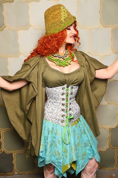 39. Wench Underbust Corset in Glacier Vine - The Brine for Bunny Collection