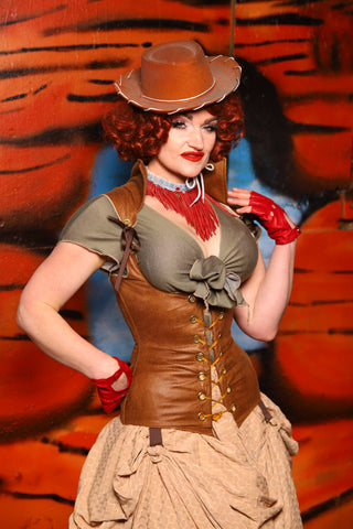 Vixen Corset in Light Faux Leather - The Tumbleweed Collection