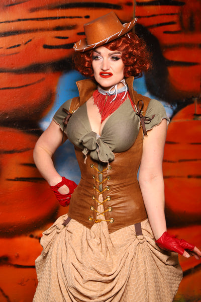 Vixen Corset in Light Faux Leather - The Tumbleweed Collection