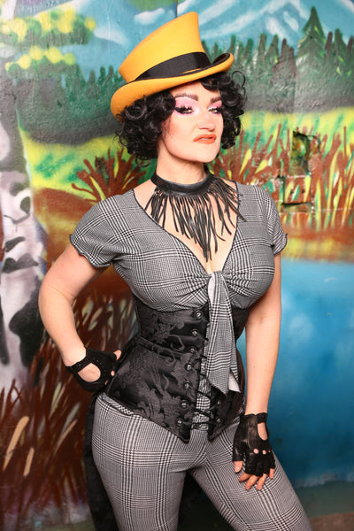 Swallowtail Corset in Black Damask #41 - The Bells & Whistles Collection