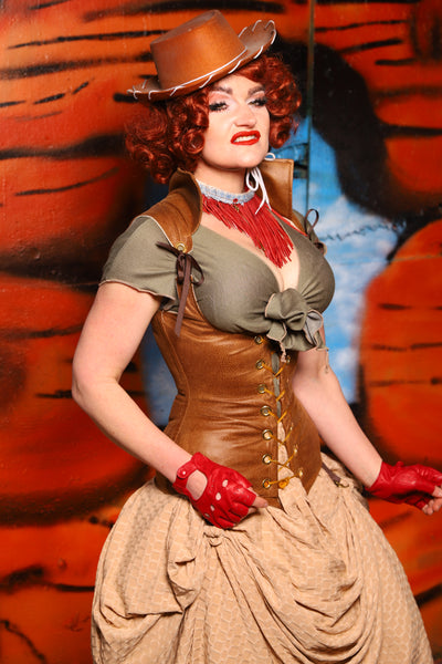 Vixen Corset in Light Faux Leather - The Tumbleweed Collection