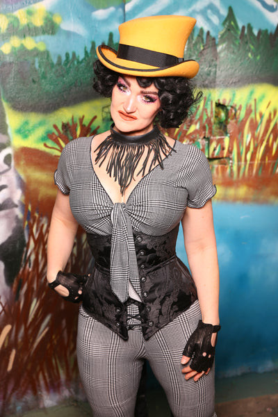 Swallowtail Corset in Black Damask #41 - The Bells & Whistles Collection