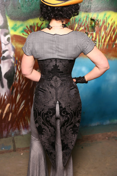 Swallowtail Corset in Black Damask #41 - The Bells & Whistles Collection