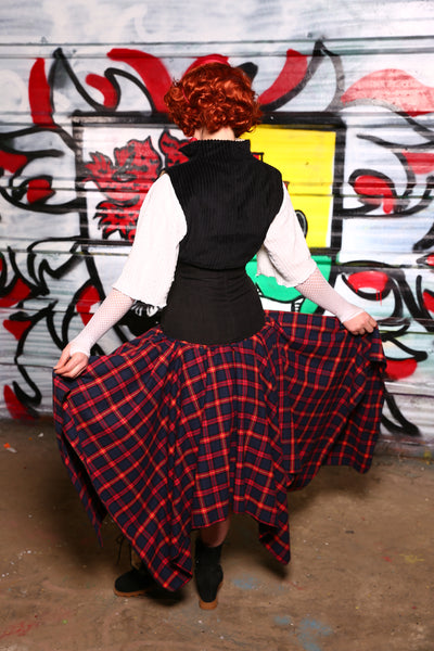 Fairy Skirt in Brushed Cotton Plaid 4 (Blue, Red)-"Outlandish Dreams" Collection #18
