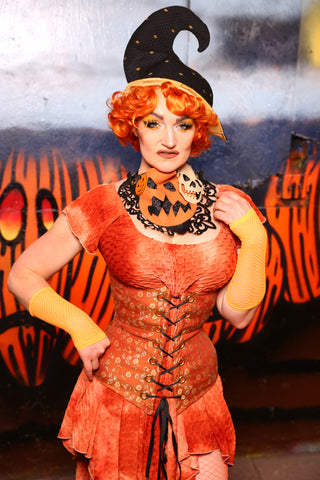 TWO options available! Wench/Petite Wench Corset  In Pumpkin Floral #11 -  "Cauldron Cakes Collection"