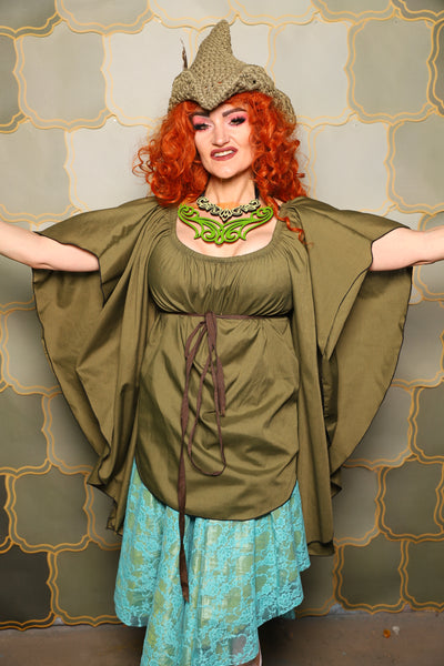 03. Classic Blouse w/waterfall sleeves in Brinewood - The Brine for Bunny Collection