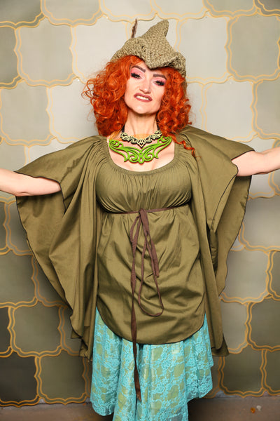 03. Classic Blouse w/waterfall sleeves in Brinewood - The Brine for Bunny Collection