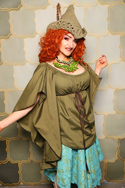 03. Classic Blouse w/waterfall sleeves in Brinewood - The Brine for Bunny Collection