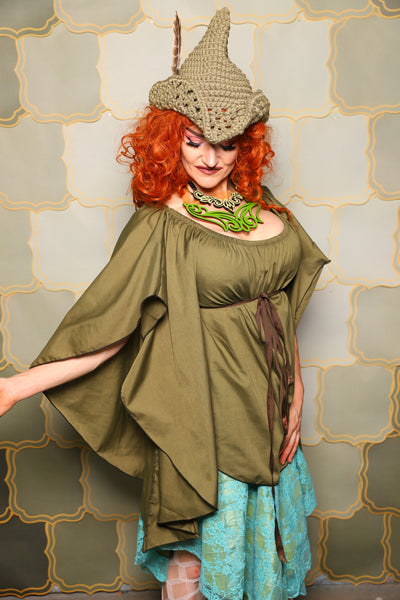 03. Classic Blouse w/waterfall sleeves in Brinewood - The Brine for Bunny Collection