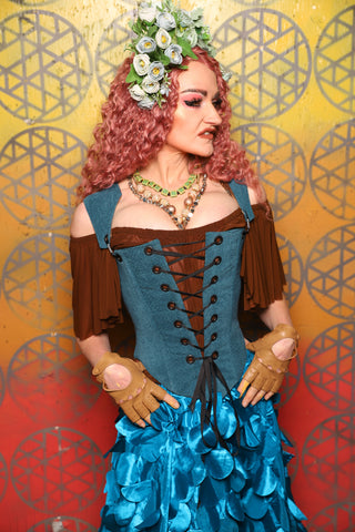 19. Elizabeth Corset in Parlor Teal -  Bonfires, Blessings, and Blooms Collection