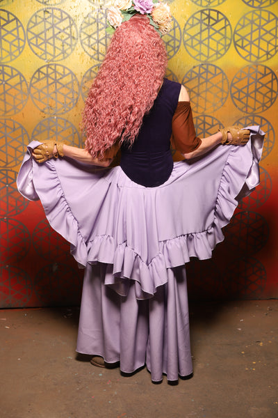 Mini Fairy Skirt w/ruffle in Lilac Matte Reverse Satin -  Bonfires, Blessings, and Blooms Collection