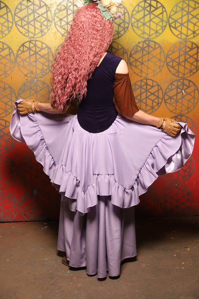 Mini Fairy Skirt w/ruffle in Lilac Matte Reverse Satin -  Bonfires, Blessings, and Blooms Collection