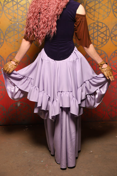 Mini Fairy Skirt w/ruffle in Lilac Matte Reverse Satin -  Bonfires, Blessings, and Blooms Collection