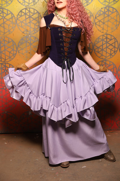 Mini Fairy Skirt w/ruffle in Lilac Matte Reverse Satin -  Bonfires, Blessings, and Blooms Collection