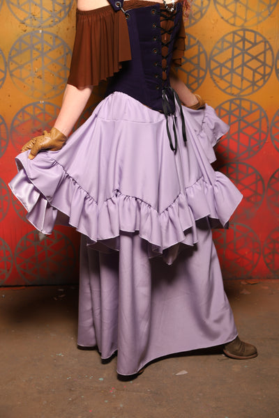 Mini Fairy Skirt w/ruffle in Lilac Matte Reverse Satin -  Bonfires, Blessings, and Blooms Collection