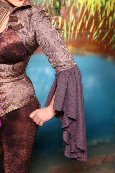 Deluxe Detachable Flounce Sleeves in Dusty Plum Filigree #12 - The Bells & Whistles Collection